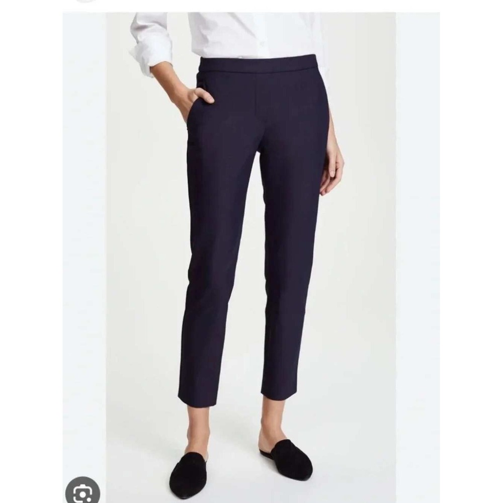 Theory Thaniel B Stretch Navy Blue Slim Cropped Trousers Pants sz 4 Quiet luxury